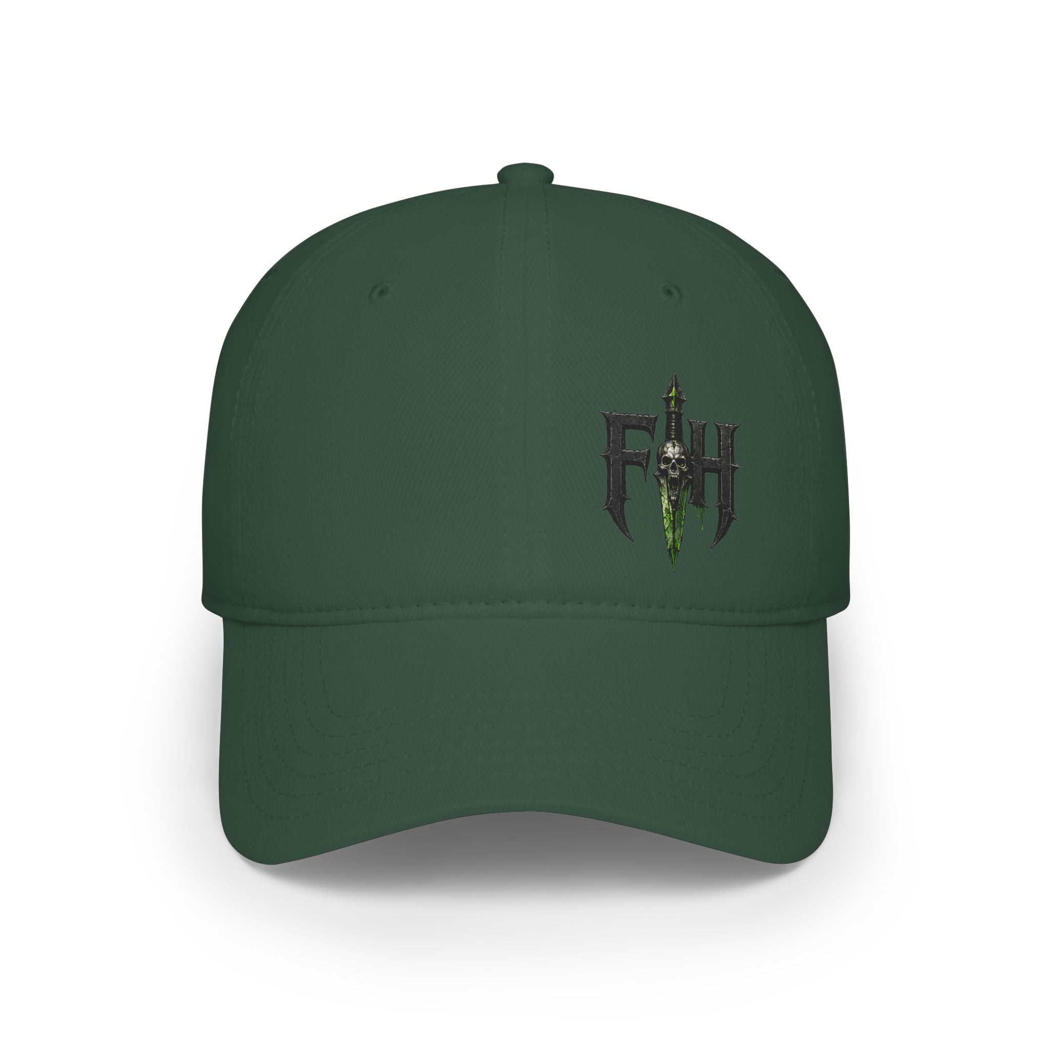 Low Profile Cap with 'FH' Gothic Emblem — Minimalist Baseball Hat for Casual Streetwear