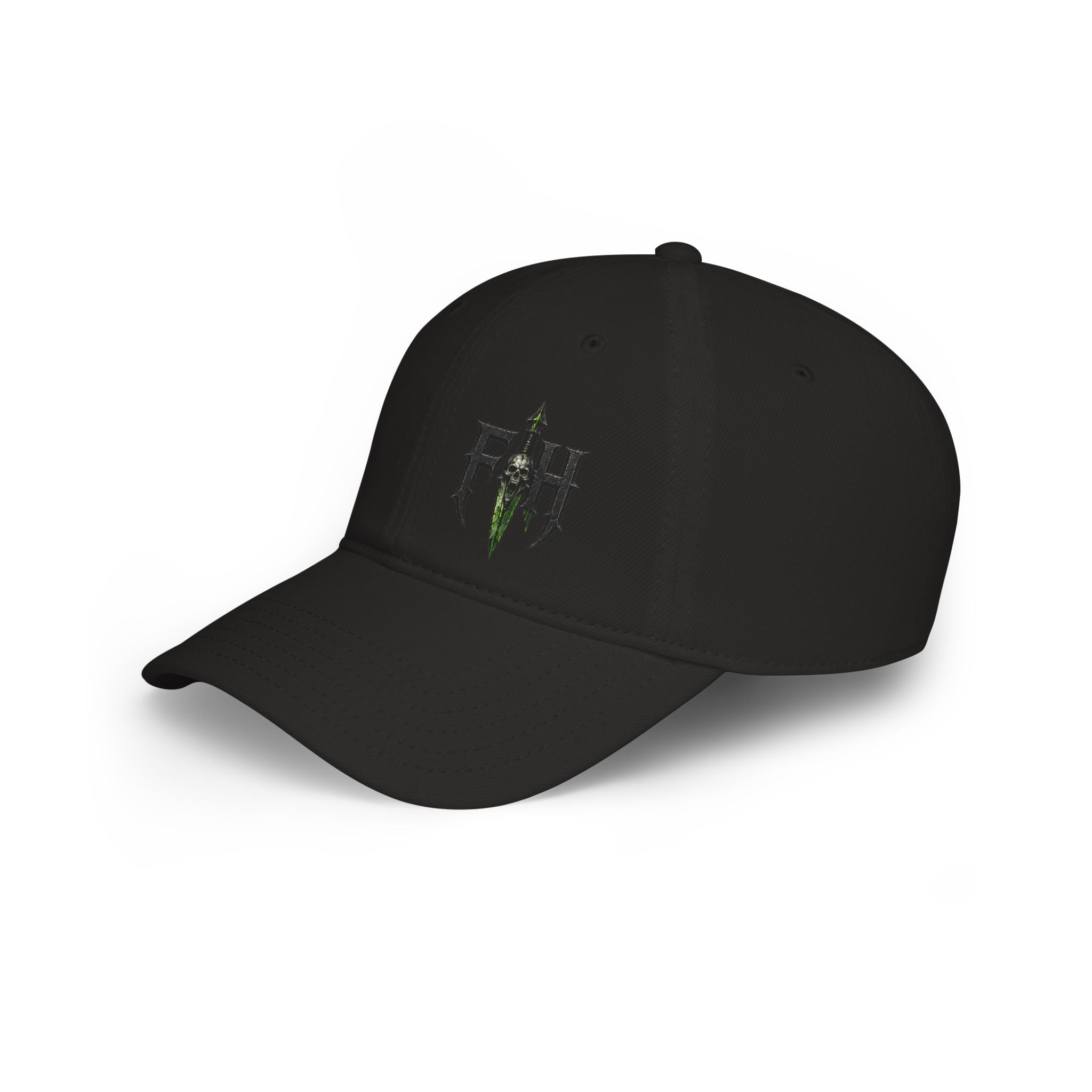 Low Profile Cap with 'FH' Gothic Emblem — Minimalist Baseball Hat for Casual Streetwear