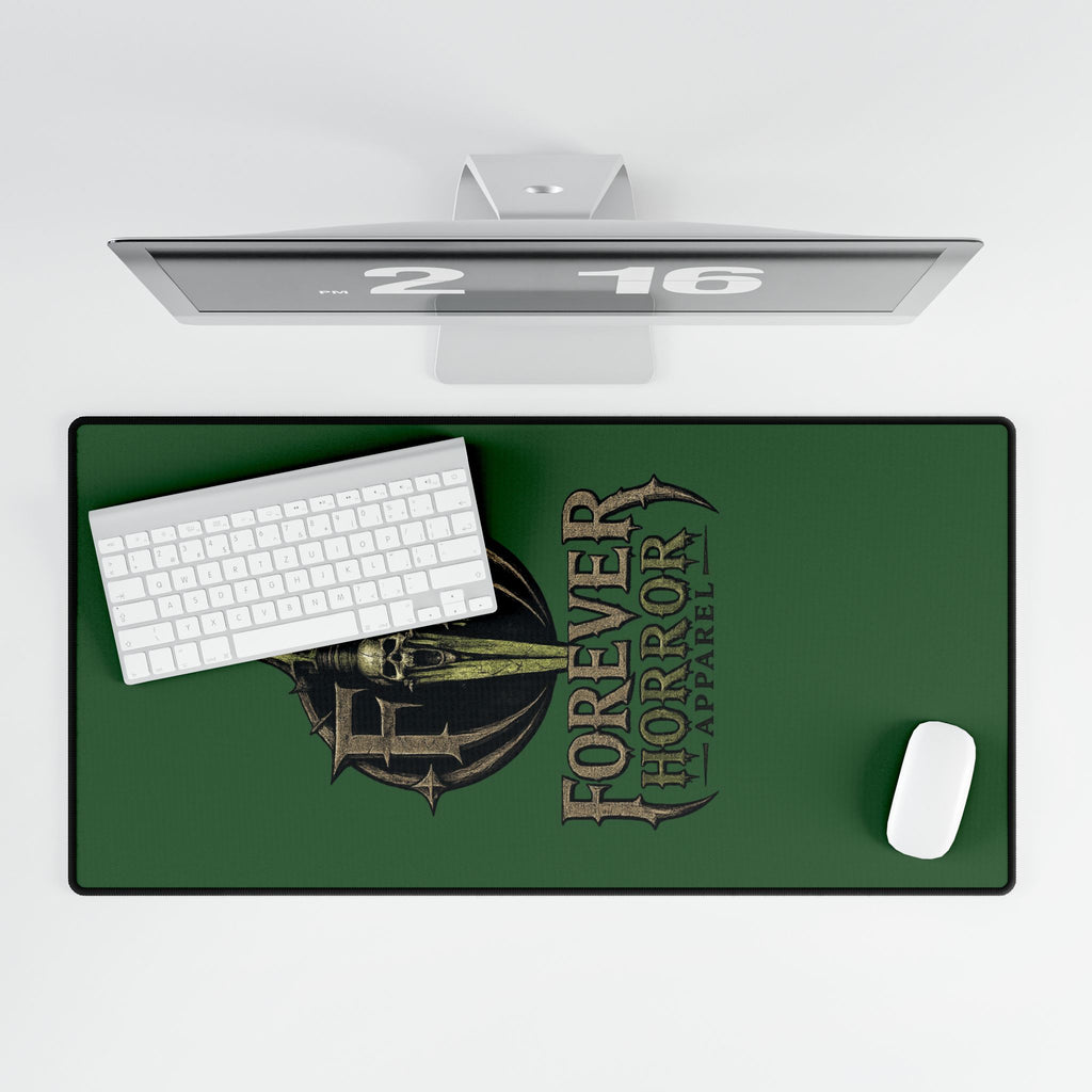 Forever Horror Apparel Green Gaming Desk Mat — Large Horror Skull Mouse Pad