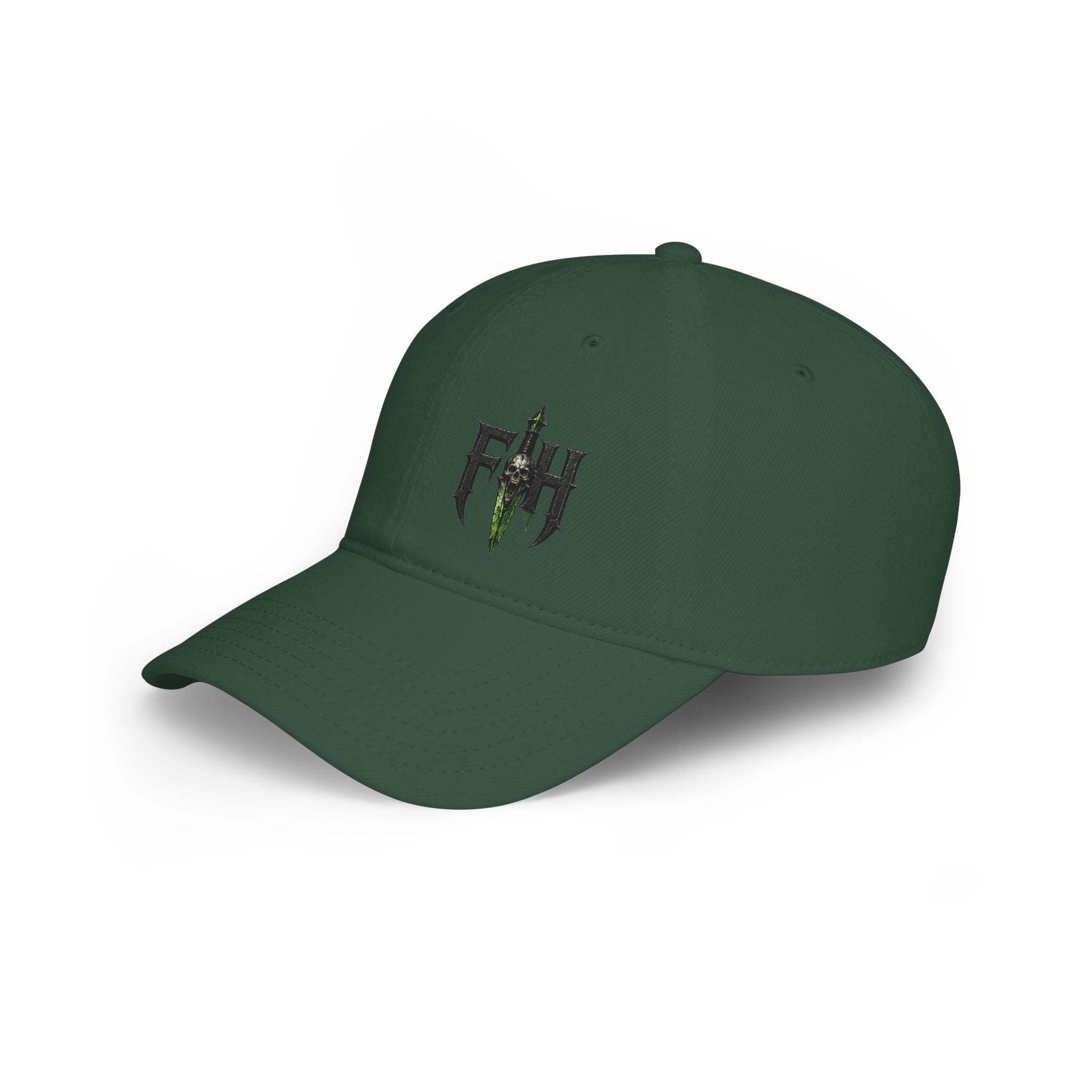 Low Profile Cap with 'FH' Gothic Emblem — Minimalist Baseball Hat for Casual Streetwear