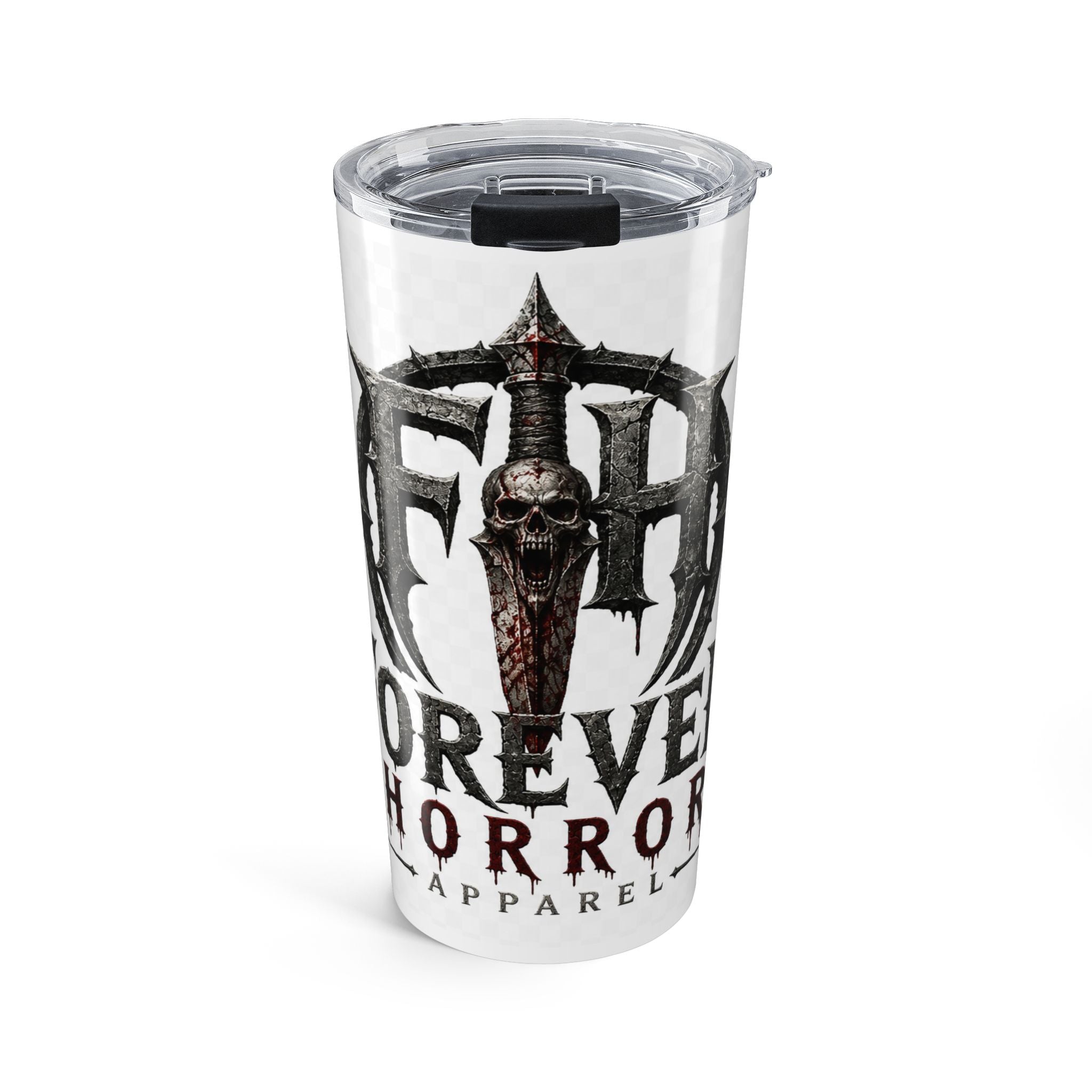20oz Horror Skull Tumbler — Forever Horror Sword Logo Insulated Travel Cup