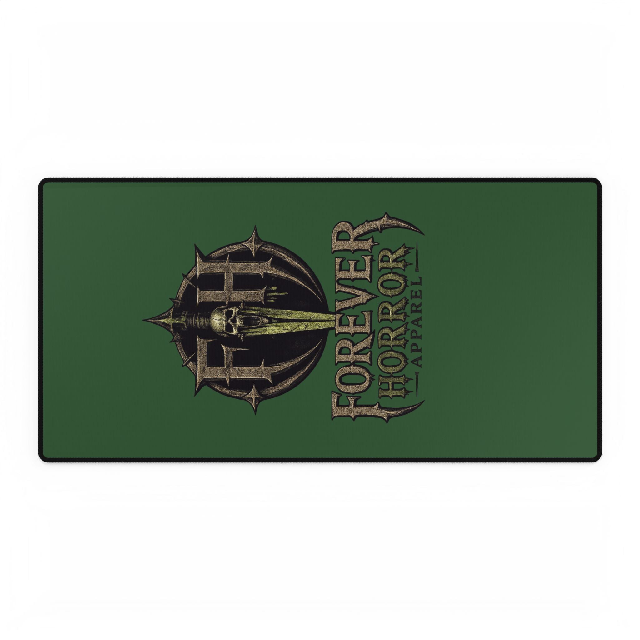 Forever Horror Apparel Green Gaming Desk Mat — Large Horror Skull Mouse Pad