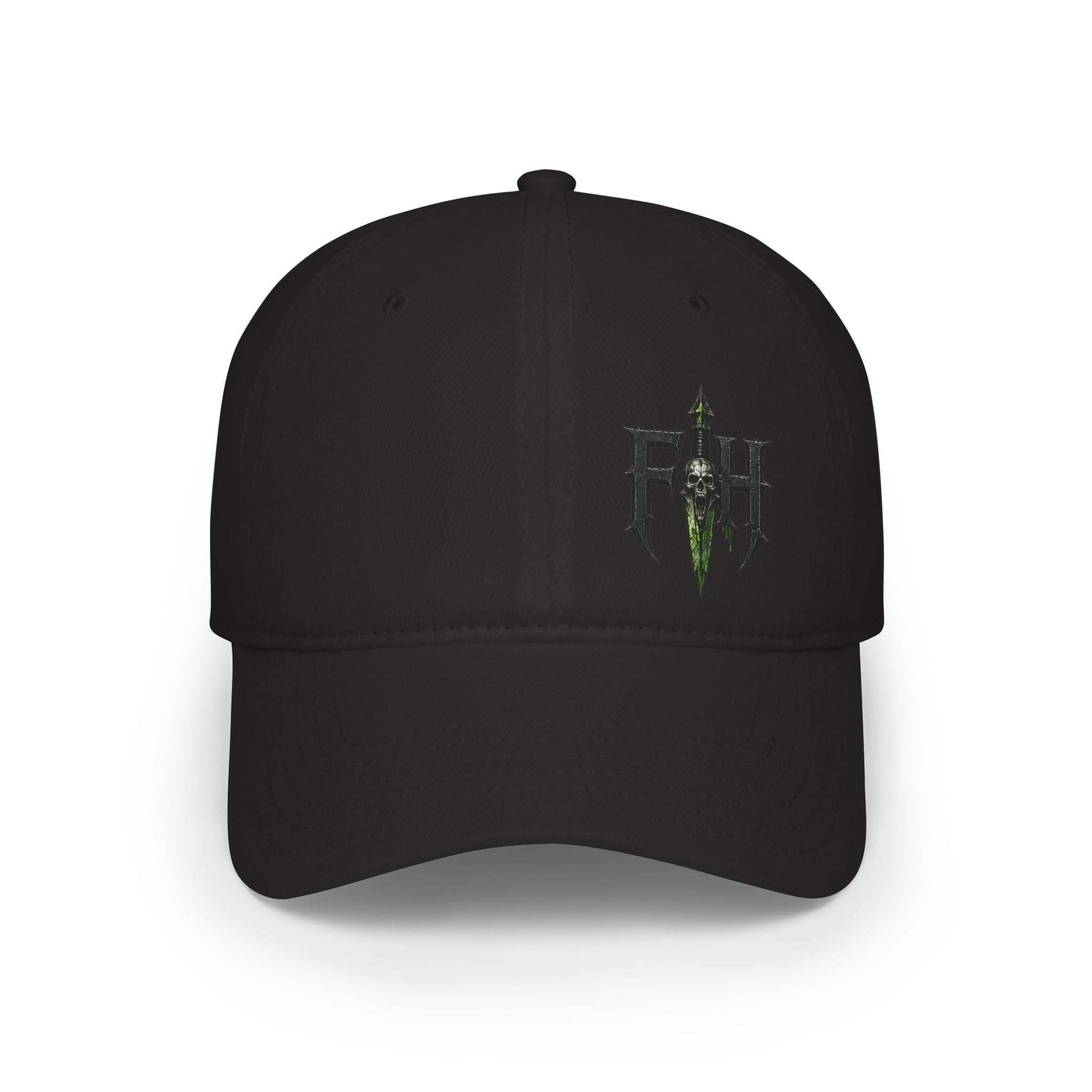Low Profile Cap with 'FH' Gothic Emblem — Minimalist Baseball Hat for Casual Streetwear