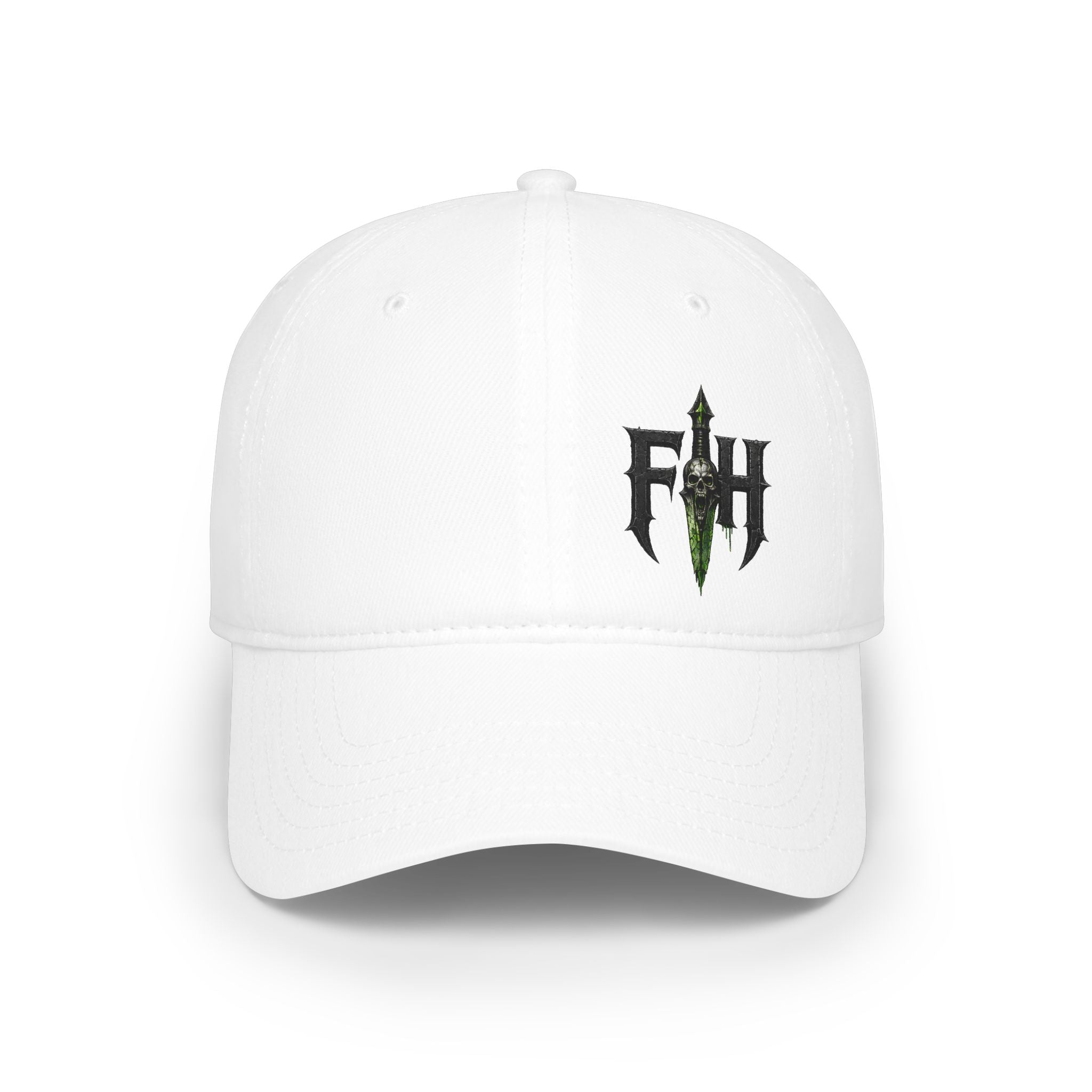 Low Profile Cap with 'FH' Gothic Emblem — Minimalist Baseball Hat for Casual Streetwear
