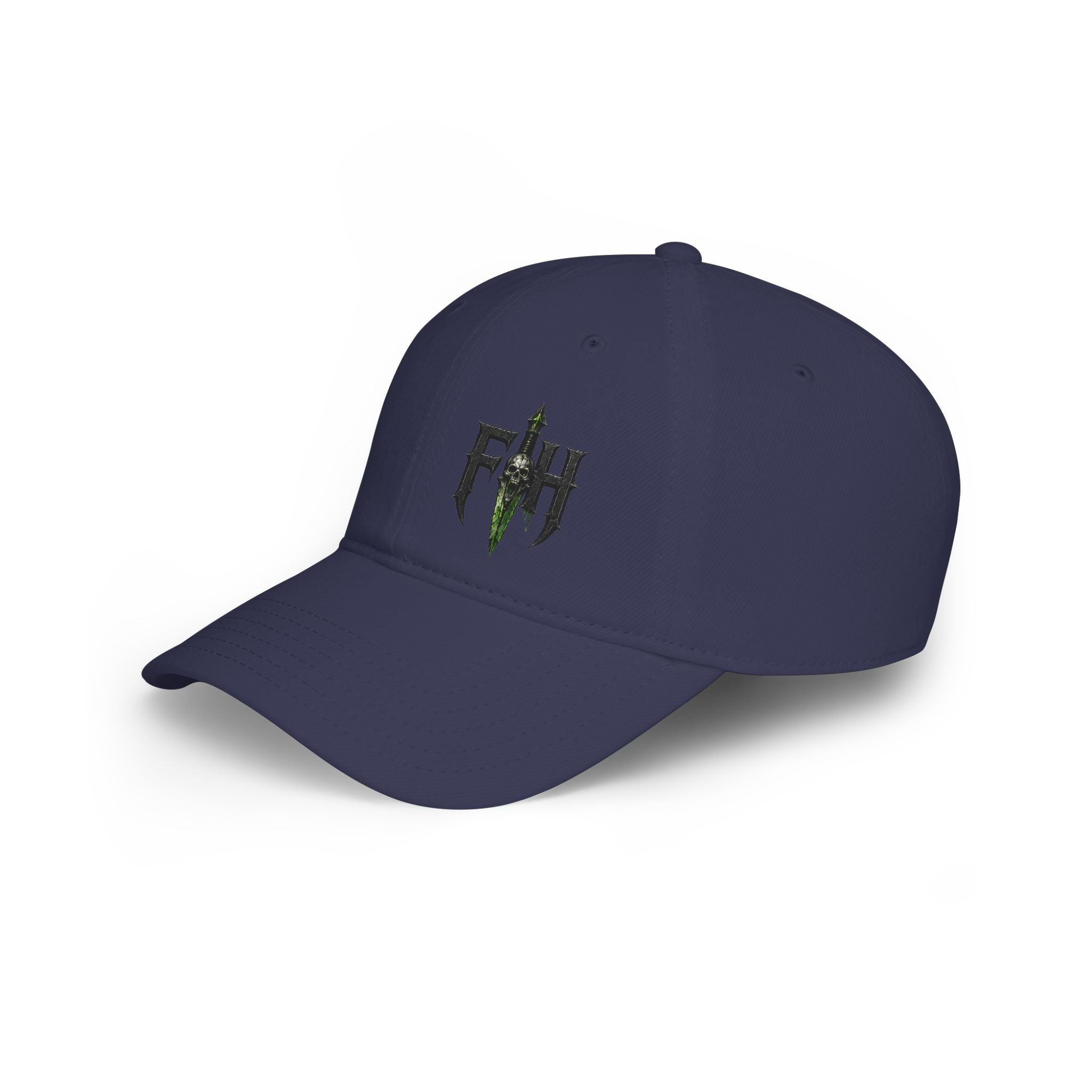Low Profile Cap with 'FH' Gothic Emblem — Minimalist Baseball Hat for Casual Streetwear