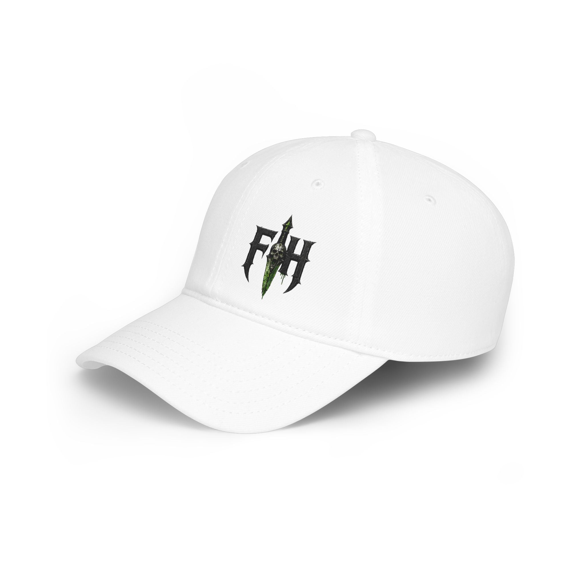 Low Profile Cap with 'FH' Gothic Emblem — Minimalist Baseball Hat for Casual Streetwear