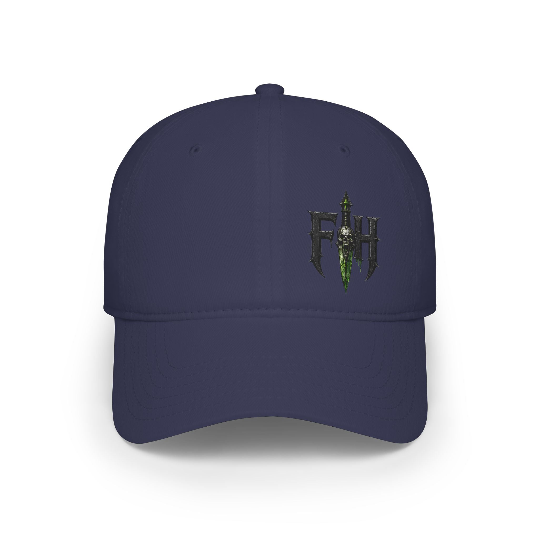 Low Profile Cap with 'FH' Gothic Emblem — Minimalist Baseball Hat for Casual Streetwear