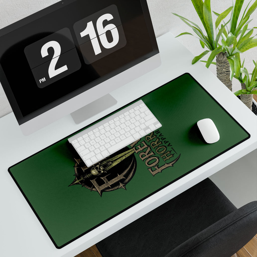 Forever Horror Apparel Green Gaming Desk Mat — Large Horror Skull Mouse Pad