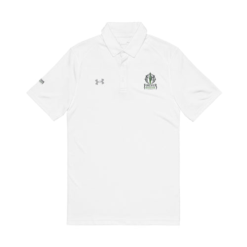 Embroidered Golf Polo Shirt – Men’s White Performance Polo with Crest
